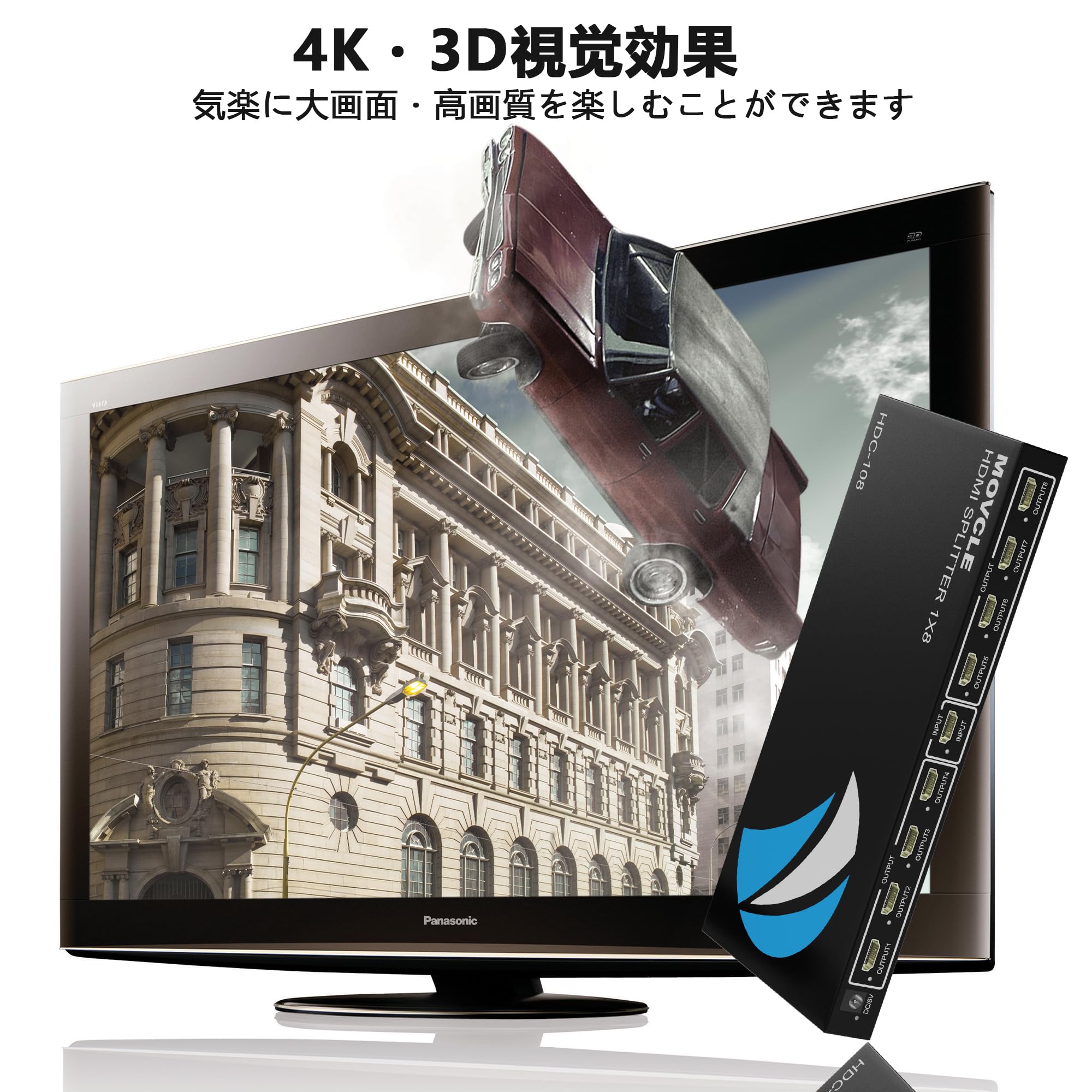 Amazon | HDMI 分配器 1入力8出力 8画面 HDMI 同時出力 HDMI